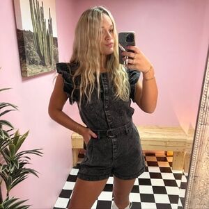Le Lis Black Denim Romper. Great Condition Size XS